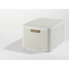 Kép 1/8 - Rattan hatású kosár tetővel, 30l, törtfehér, CURVER