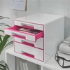 Kép 2/8 - Irattároló, műanyag, 4 fiókos, LEITZ "Wow Cube", fehér/rózsaszín
