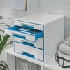 Kép 2/8 - Irattároló, műanyag, 4 fiókos, LEITZ "Wow Cube", fehér/kék