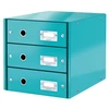 Kép 1/8 - Irattároló, laminált karton, 3 fiókos, LEITZ "Click&Store", jégkék