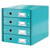 Kép 1/8 - Irattároló, laminált karton, 4 fiókos, LEITZ "Click&Store", jégkék