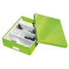 Kép 4/8 - Tárolódoboz, rendszerező, laminált karton, M méret, LEITZ "Click&Store", zöld