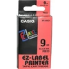 Kép 1/8 - Feliratozógép szalag, 9 mm x 8 m, CASIO, piros-fekete