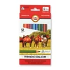 Kép 1/8 - Színes ceruza készlet, háromszögletű, vastag, KOH-I-NOOR "Triocolor Lovas 3142/12", 12 különböző szín