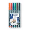 Kép 1/8 - Alkoholos marker készlet, OHP, 0,6 mm, STAEDTLER "Lumocolor 318 F", 6 különböző szín
