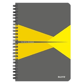 Spirálfüzet, A5, vonalas, 90 lap, laminált karton borító, LEITZ "Office", szürke-sárga