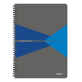 Spirálfüzet, A4, kockás, 90 lap, PP borító, LEITZ "Office", szürke-kék