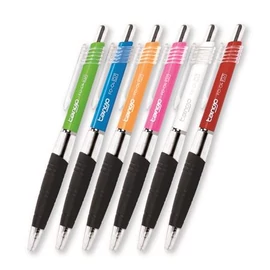 Golyóstoll, 0,35 mm, nyomógombos, vegyes színű test FLEXOFFICE "Tango", kék