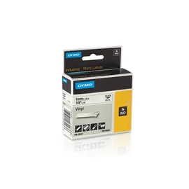 Feliratozógép szalag, vinil, 9 mm x 5,5 m,  DYMO "Rhino", fehér-fekete