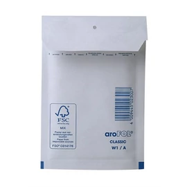 Légpárnás tasak, 125x175 mm külméret, 105x165 mm belméret, VICTORIA, "W1", fehér