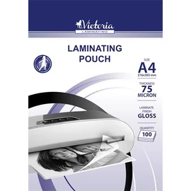 Meleglamináló fólia, 75 mikron, A4, fényes, VICTORIA