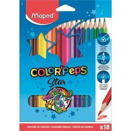 Színes ceruza készlet, háromszögletű, MAPED "Color`Peps", 18 különböző szín