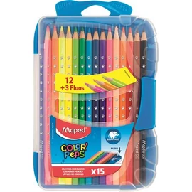 Színes ceruza készlet, háromszögletű, MAPED "Color`Peps Smart box", 15 különböző szín