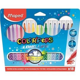 Filctoll készlet, mosható, MAPED "Color`Peps", 18 különböző szín