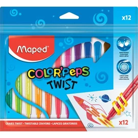 Zsírkréta, kitekerhető, MAPED "Color`Peps", 12 különböző szín