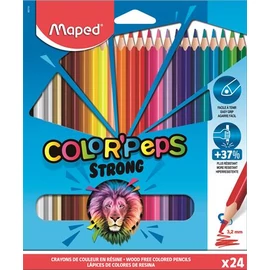 Színes ceruza készlet, háromszögletű, MAPED "Color`Peps Strong", 24 különböző szín