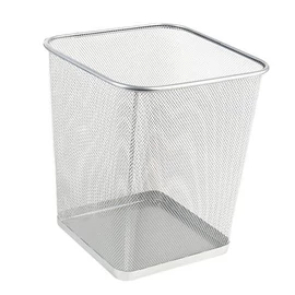 Papírkosár, fémhálós, szögletes, VICTORIA, ezüst