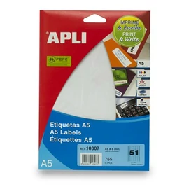 Etikett, 45x8 mm, eltávolítható, ékszerekhez, A5 hordozón, APLI, 765 etikett/csomag
