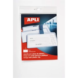 Névkitűző, csíptetővel, 100x72 mm, APLI