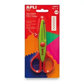 Olló, cikkcakk, 13 cm, APLI, zöld