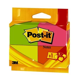 Öntapadó jegyzettömb, 38x51 mm, 4x100 lap, 3M POSTIT, "Neon"