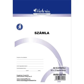 Nyomtatvány, *számlatömb, egy ÁFÁs, 50x3, A5, VICTORIA, "B.13-374", 10 tömb/csomag