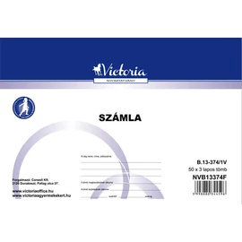 Nyomtatvány, *számlatömb, egy ÁFÁs, 50x3, A5, fekvő, VICTORIA, "B.13-374", 10 tömb/csomag