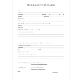 Nyomtatvány, munkabaleseti nyilvántartó napló, 32 oldal,  A4, VICTORIA, 10 tömb/csomag