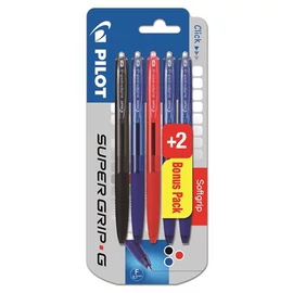 Golyóstoll, 0,27 mm, nyomógombos, 3+2 ajándék, PILOT "Super Grip G", vegyes színek