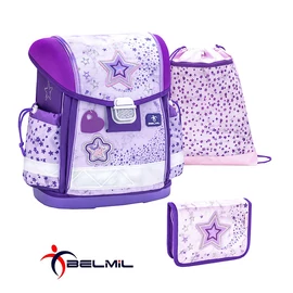 Belmil Merevfalú Iskolatáska Szett Classy 403-13 Shining Star Purple Tolltartóval és Tornazsákkal