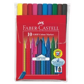 Filctoll készlet, háromszögletű, FABER-CASTELL "Grip", 10 különböző szín