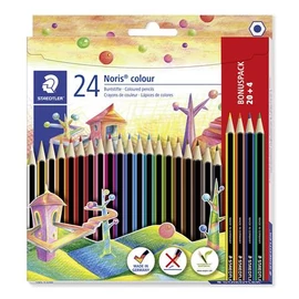 Színes ceruza készlet, hatszögletű, STAEDTLER "Noris Colour", 20+4 különböző szín