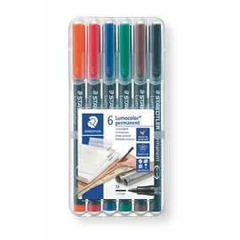 Alkoholos marker készlet, OHP, 1 mm, STAEDTLER "Lumocolor 317 M", 6 különböző szín