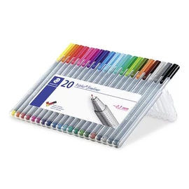 Tűfilc készlet, 0,3 mm, STAEDTLER "Triplus Box", 20 különböző szín