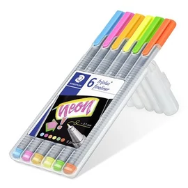 Tűfilc készlet, 0,3 mm, STAEDTLER "Triplus Neon", 6 neon szín