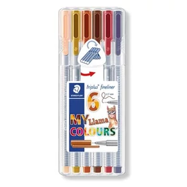 Tűfilc készlet, 0,3 mm, STAEDTLER "Triplus Llama", 6 különböző szín