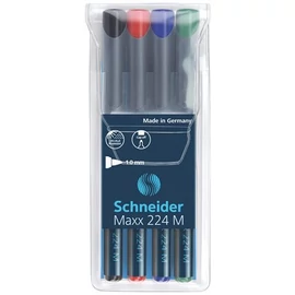 Alkoholos marker készlet, OHP, 1 mm, SCHNEIDER "Maxx 224 M", 4 különböző szín