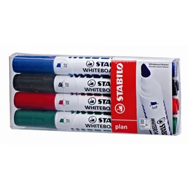 Táblamarker készlet, 1-5 mm, vágott, STABILO "Plan", 4 különböző szín