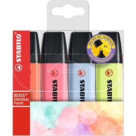 Szövegkiemelő készlet, 2-5 mm, STABILO "BOSS original Pastel", 4 különböző szín