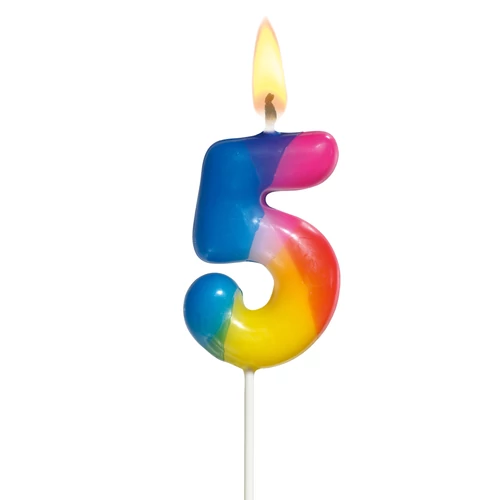Számgyertya Szivárvány "5"