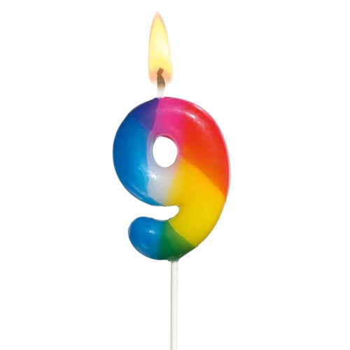 Számgyertya Szivárvány "9"