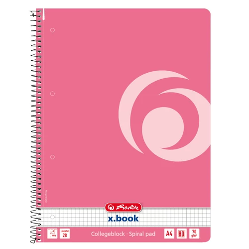 Spirálfüzet A4 80 lap kockás Color Blocking indonesia pink