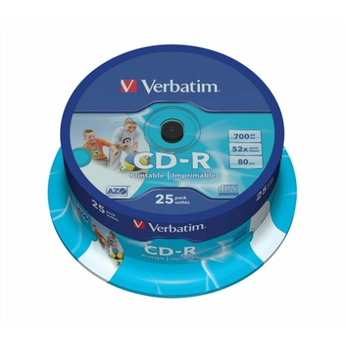 CD-R lemez, nyomtatható, matt, ID, AZO, 700MB, 52x, hengeren, VERBATIM