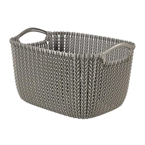 Kötött hatású kosár, L méret, CURVER "Knit", barna