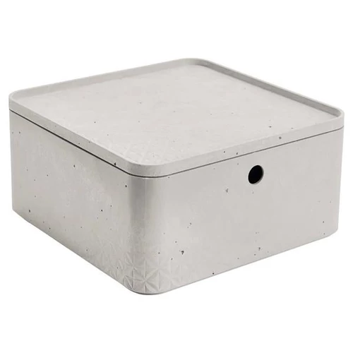 Tárolódoboz, tetővel, 8,5 l, CURVER "Beton", szürke