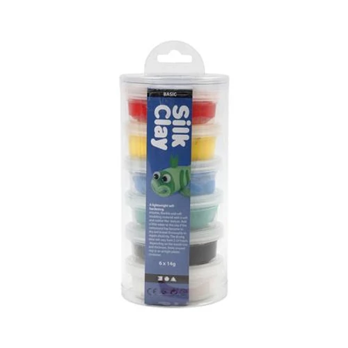 Gyurma készlet, CREOTIME "Silk Clay", 6 különböző szín