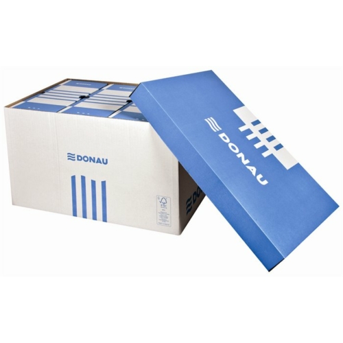 Archiváló konténer, levehető tető, 545x363x317 mm, karton, DONAU, kék-fehér