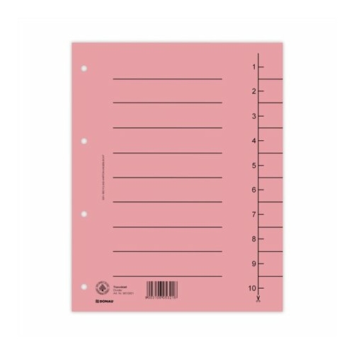 Regiszter, karton, A4, DONAU, rózsaszín