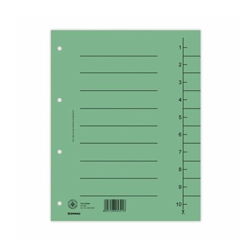 Regiszter, karton, A4, DONAU, zöld