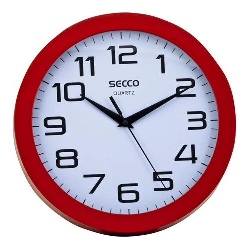 Falióra, 24,5 cm, piros keretes, SECCO "Sweep second"